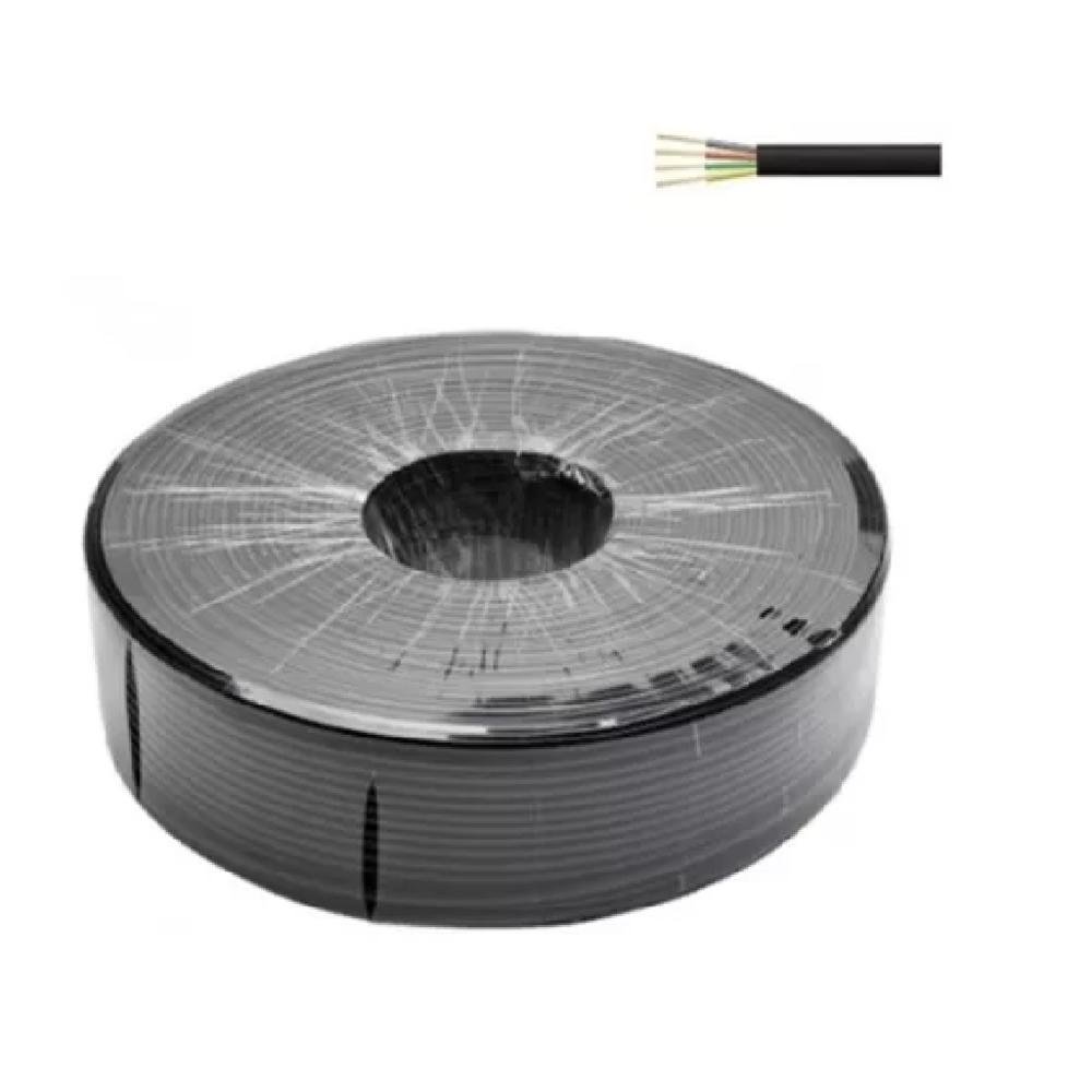 Imagem 2 de 3 do produto Cabo Liso Chato P/ Tel 4 Vias Preto Rolo C/ 300mts