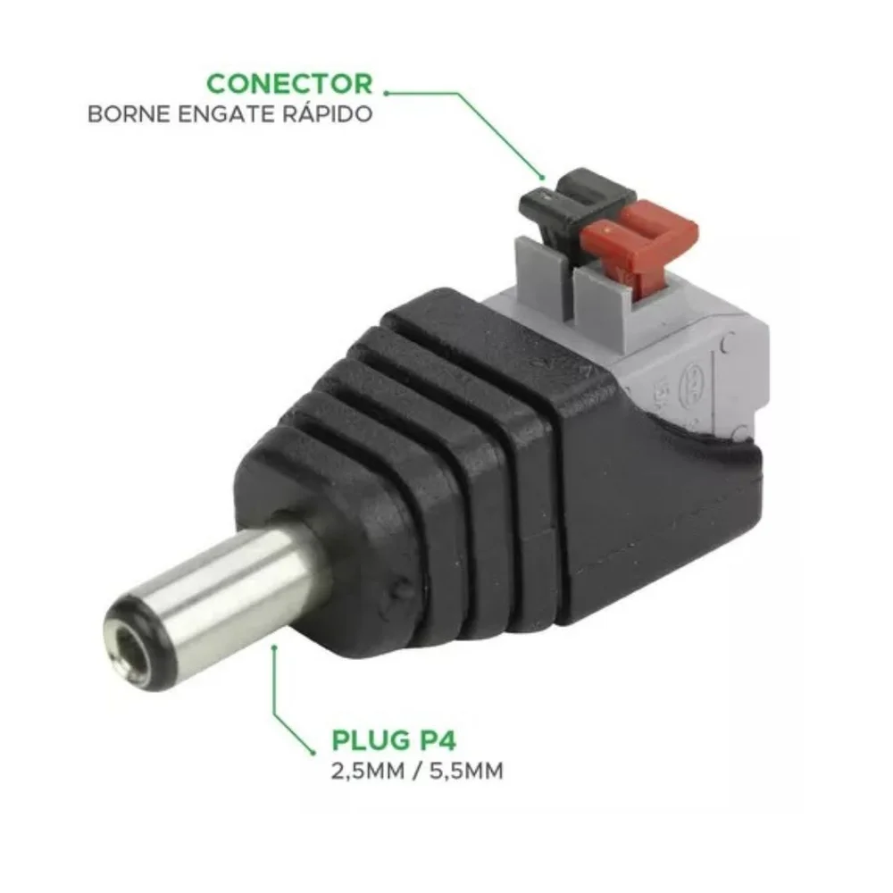 Imagem 5 de 5 do produto Plug P4 2,1mm Macho C/ Borne Engate Rapido Emb 10 Pçs
