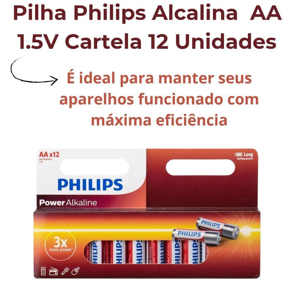 Pilha Philips Alcalina Aa 1.5v Cartela 12 Unidades Pilha Philips Alcalina Aa 1.5v Cartela 12 Unidades