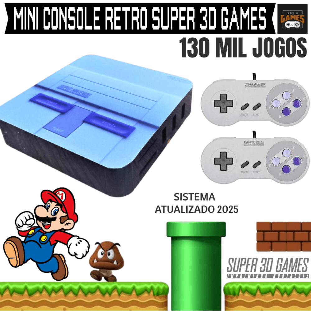 Imagem 3 de 5 do produto Game Console Retro Super 3d Games Com 130 Mil Jogos Classicos Com 2 Controles