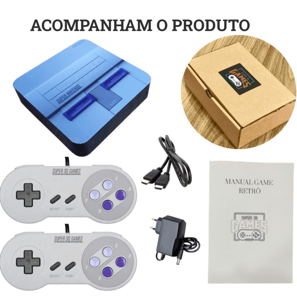 Imagem 4 de 5 do produto Game Console Retro Super 3d Games Com 130 Mil Jogos Classicos Com 2 Controles