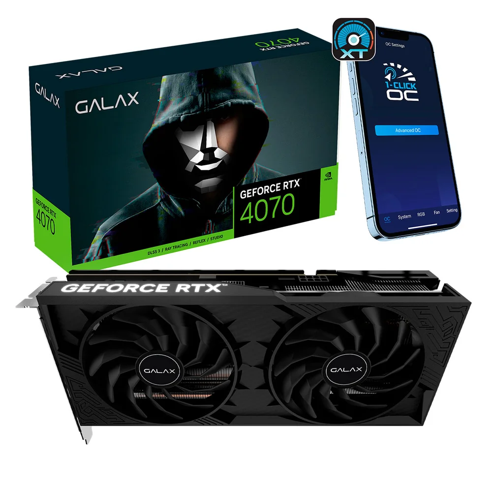 Imagem 2 de 5 do produto Placa De Video Galax Geforce RTX 4070 Teclab Dual 12gb Gddr6x 192 Bits - 47nom7mdabxv