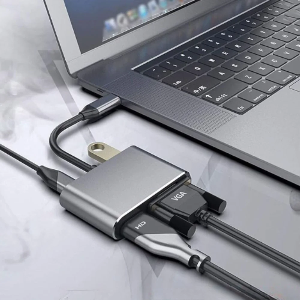 Imagem 4 de 5 do produto Adaptador Tipo C 4x1 Usb C/ Usb C (pd)/hdmi 4k/ Usb 3.0/ Vga