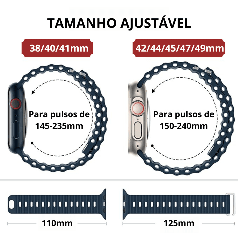 Imagem 3 de 5 do produto Pulseira Oceano Compatível Smartwatch Apple Watch Iwo Nf Cor:rosa;tamanho:42/44/45/47/49mm