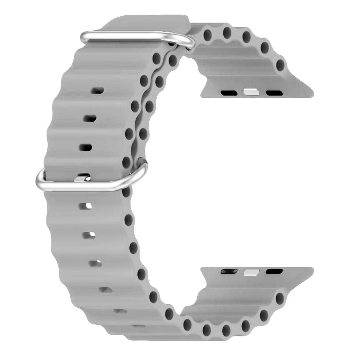 Pulseira Oceano Compatível Smartwatch Apple Watch Iwo Nf Cor:cinza;tamanho:42/44/45/47/49mm