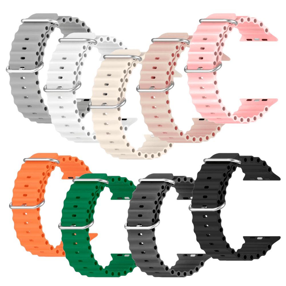 Imagem 2 de 5 do produto Pulseira Oceano Compatível Smartwatch Apple Watch Iwo Nf Cor:cinza Escuro;tamanho:42/44/45/47/49mm