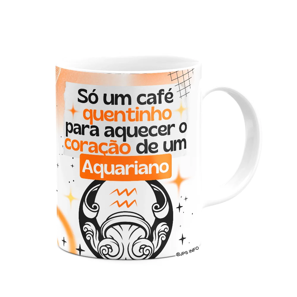 Imagem 3 de 3 do produto Caneca Divertida Signos Aquário - Café E Aquariano