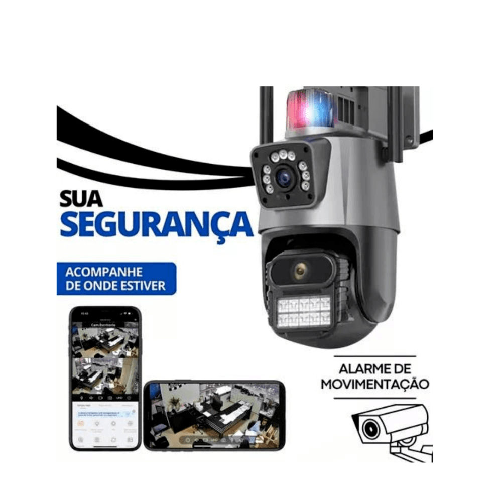 Imagem 5 de 5 do produto Kit 2 Câmera De Segurança Externa Lente Dupla 4k LED Sirene Policial