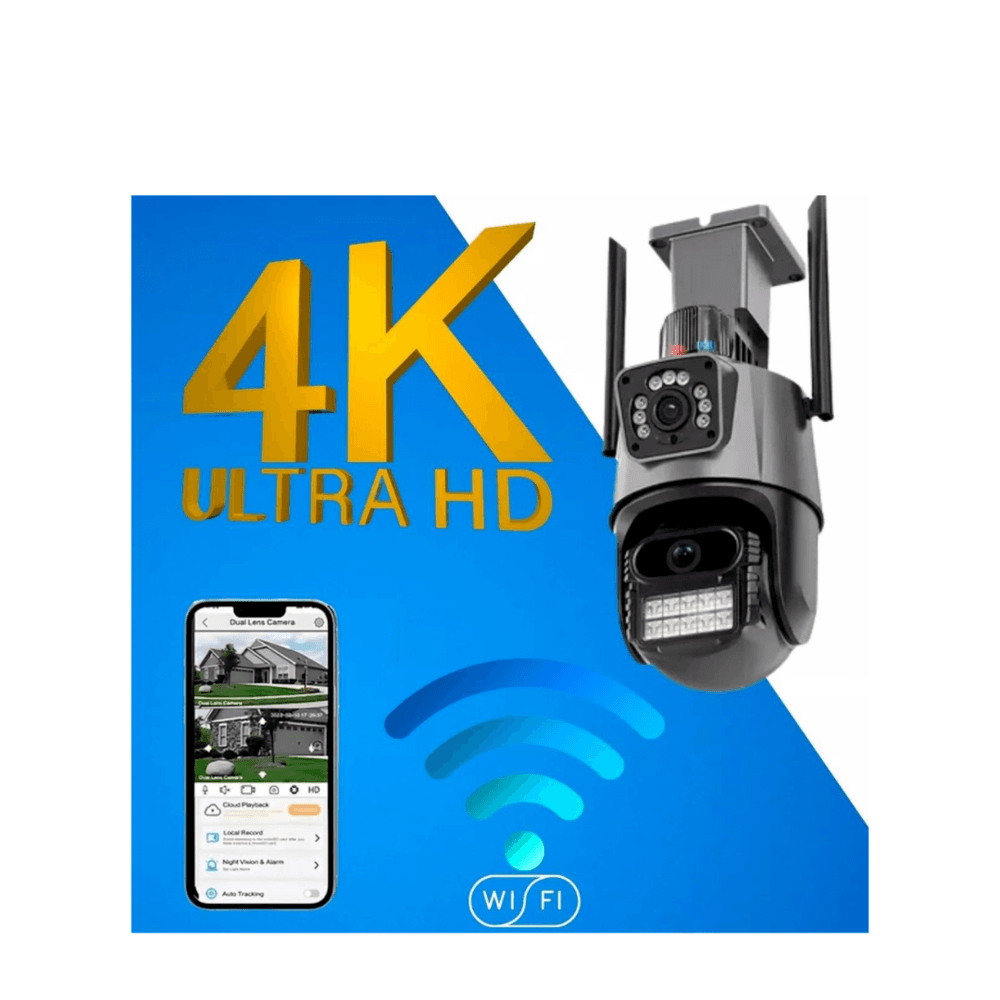 Imagem 3 de 5 do produto Kit 3 Câmera De Segurança Externa Lente Dupla 4k LED Sirene Policial Cartão 64gb
