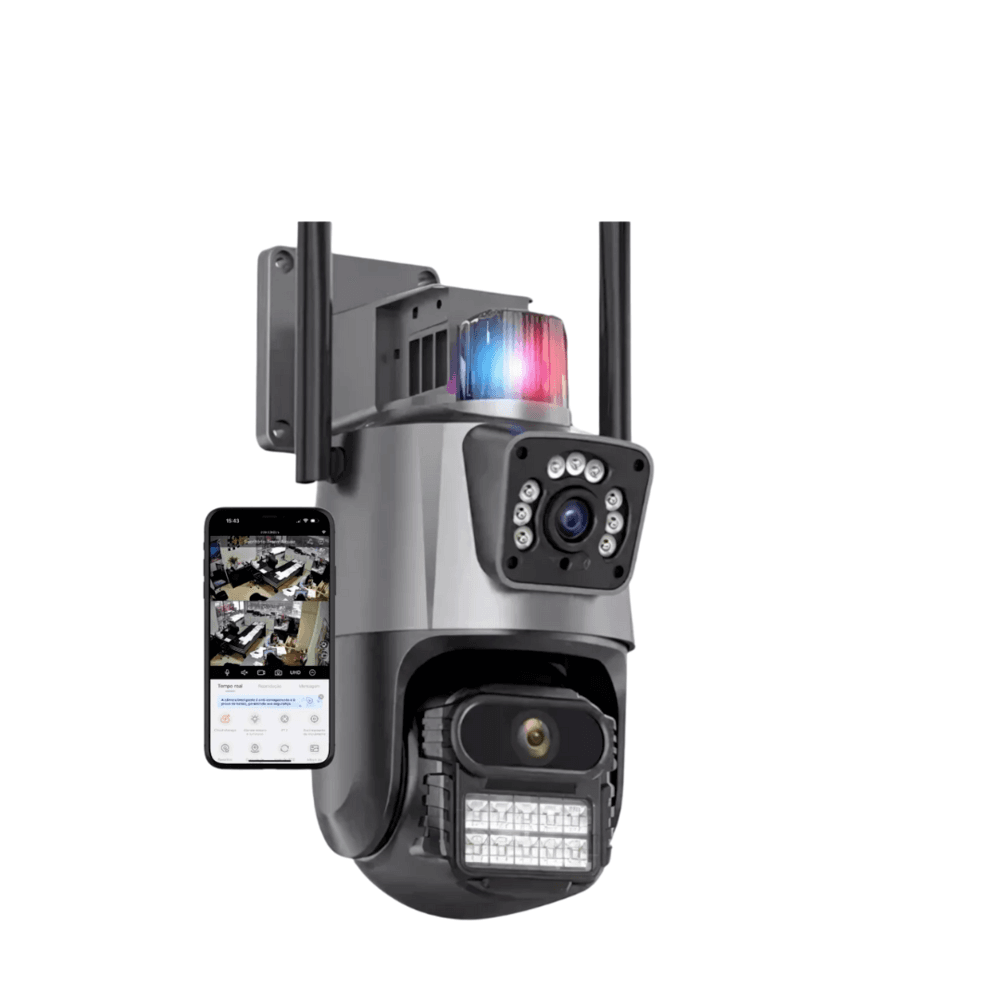 Imagem 2 de 5 do produto Kit 4 Câmera De Segurança Externa Lente Dupla 4k LED Sirene Policial