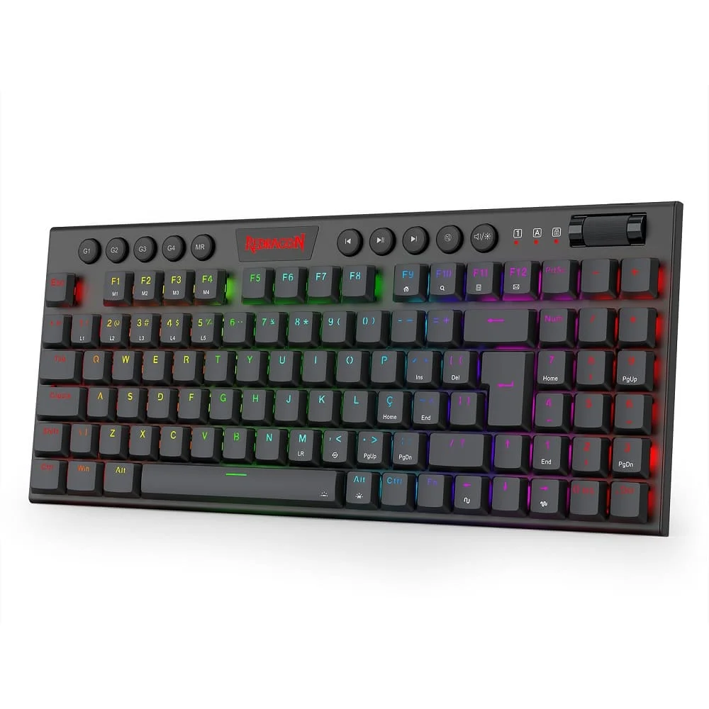 Imagem 2 de 5 do produto Teclado Mecânico Gamer Redragon Yi RGB Abnt2 Usb Switch Marrom - Preto