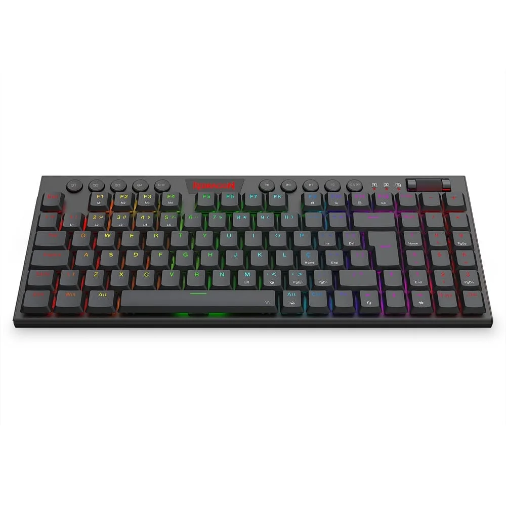 Imagem 3 de 5 do produto Teclado Mecânico Gamer Redragon Yi RGB Abnt2 Usb Switch Marrom - Preto