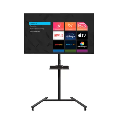 Suporte Pedestal Class Para Tv E Notebook C/ Ajuste De Altura E Bandeija Preto 19''/56'' Multivisão