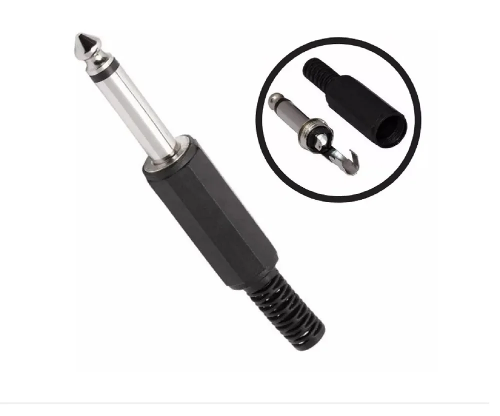 Imagem 2 de 5 do produto Plug P10 Mono Plastico Com Rabicho - Emb 10 PCs - Tebera
