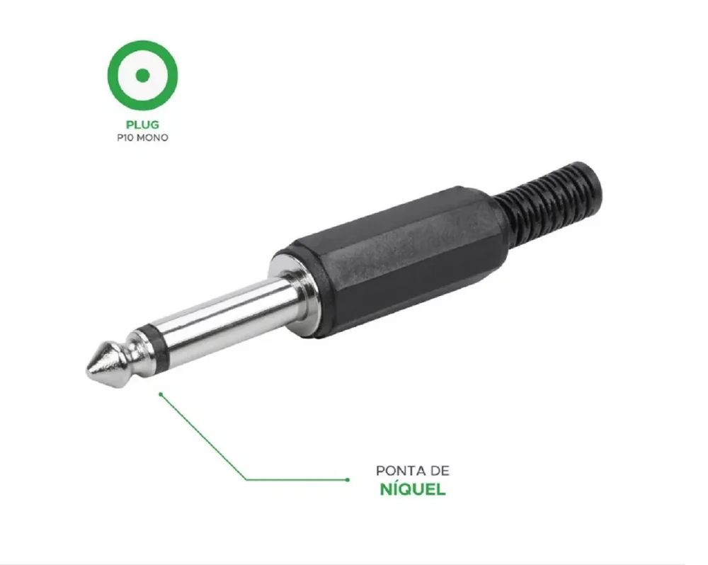 Imagem 5 de 5 do produto Plug P10 Mono Plastico Com Rabicho - Emb 10 PCs - Tebera