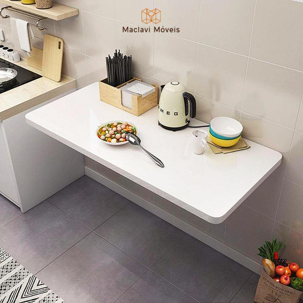 Bancada Mesa Retrátil Dobrável Suspensa 80cm X 30cm Para Escritório E Home Office Compacto Estudo 6