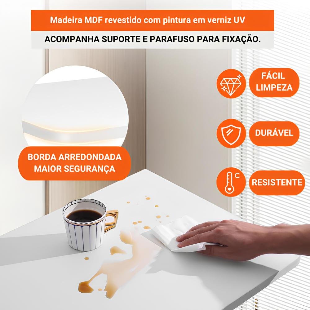 Mesa Retrátil Gamer De Parede 70cm X 30cm Mdf Para Escritório Multifuncional E Home Office Estudo 9