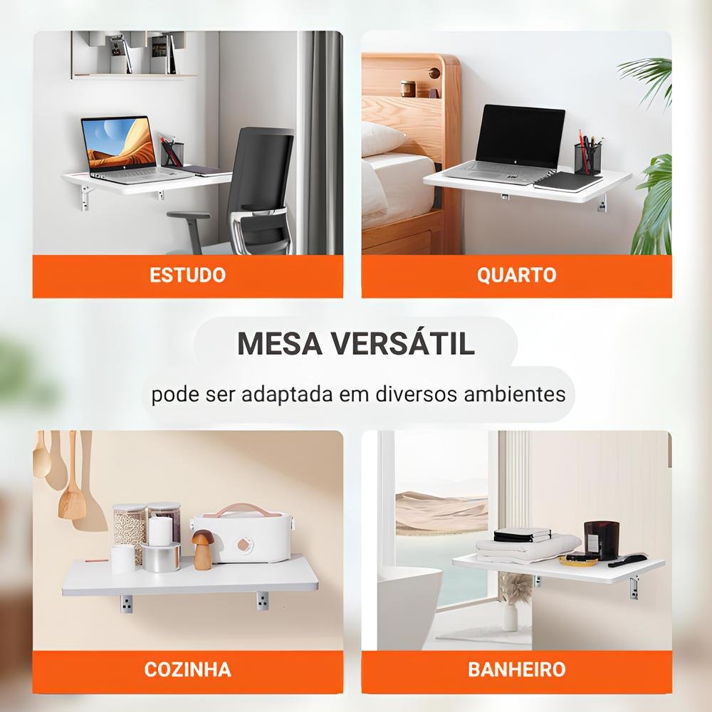 Mesa Retrátil Gamer De Parede 70cm X 30cm Mdf Para Escritório Multifuncional E Home Office Estudo 6