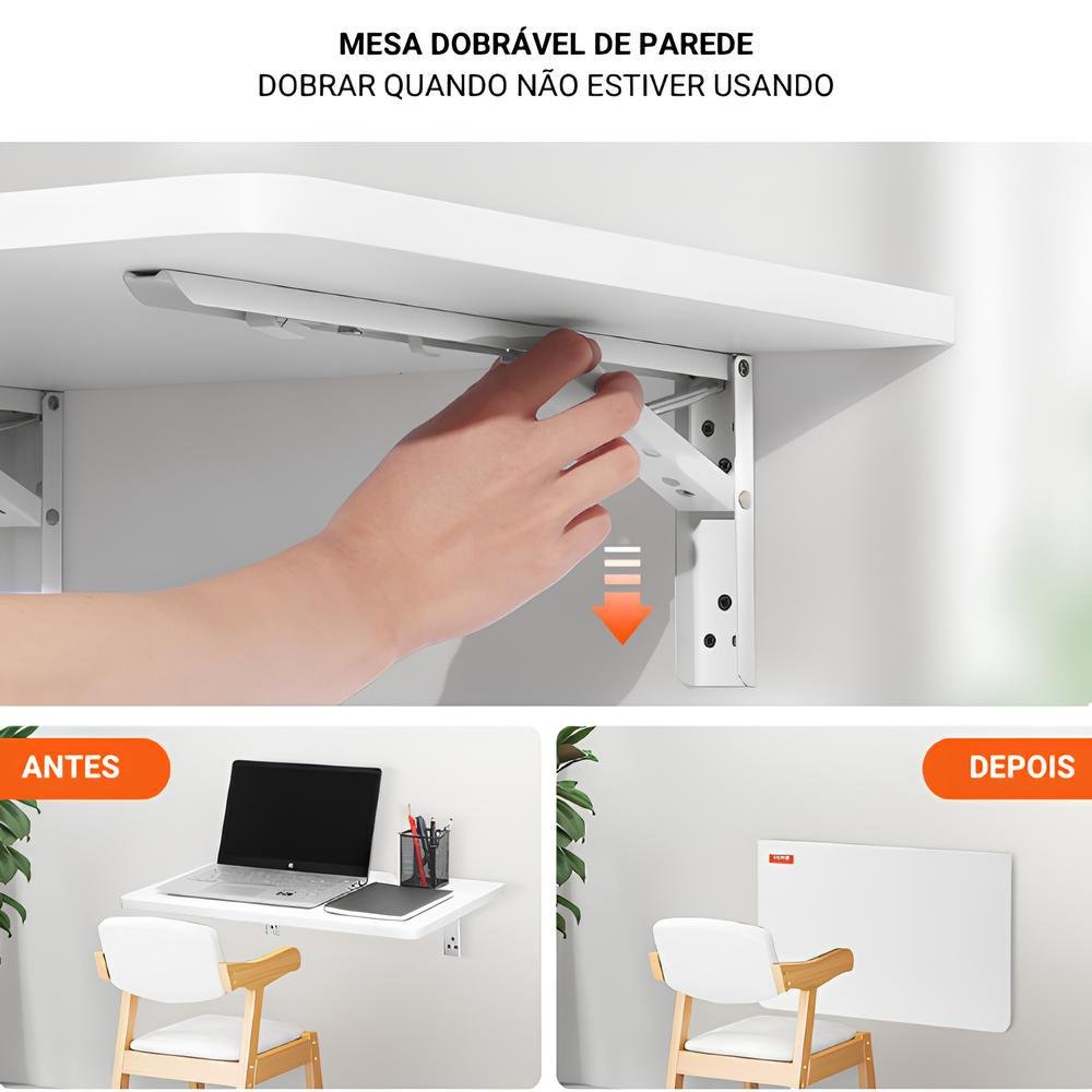 Mesa Retrátil Gamer De Parede 70cm X 30cm Mdf Para Escritório Multifuncional E Home Office Estudo 7
