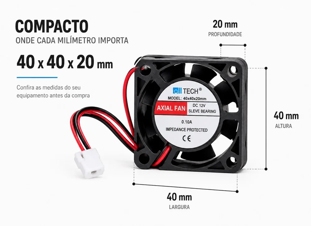 Imagem 4 de 5 do produto Cooler 12v 40x40x20mm 6900rpm Ventoinha Micro Ventilador
