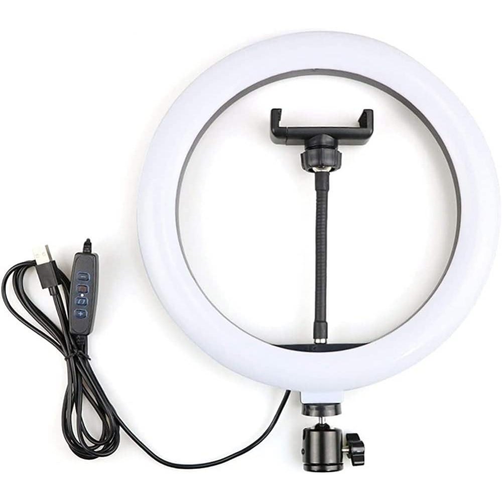 Iluminador LED Ring Light 10, Com Suporte Smartphone e Tripé, Controle De Luz, USB - Or-pl10