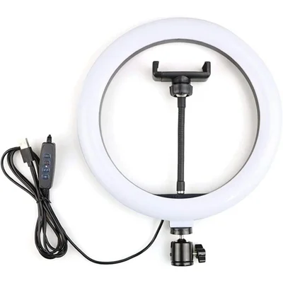Iluminador LED Ring Light 10, Com Suporte Smartphone e Tripé, Controle De Luz, USB - Or-pl10