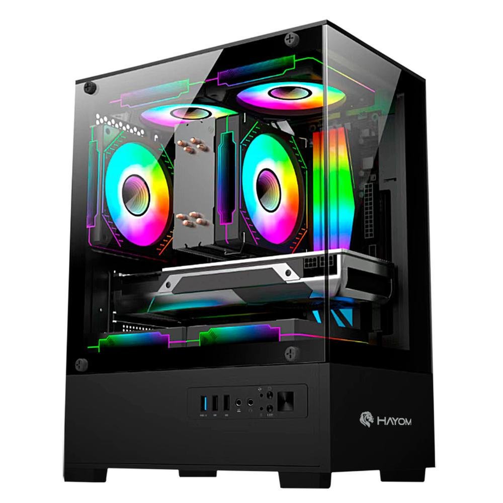 Gabinete Gamer Hayom Gb1794 RGB, ATX, Vidro, C/ 3 Fans Inclusos, S/ Fonte, Preto