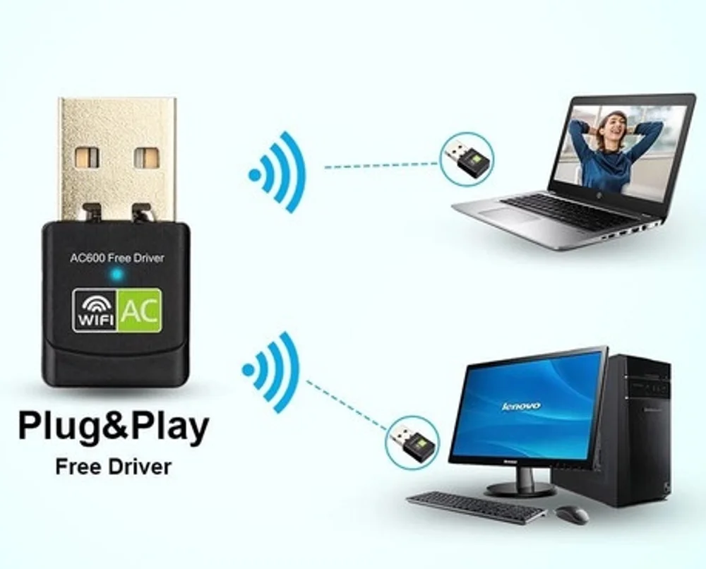 Imagem 4 de 5 do produto Adaptador Receptor Wireless 600 Mbps Usb Dual Band 2.4 Ghz 5 Ghz