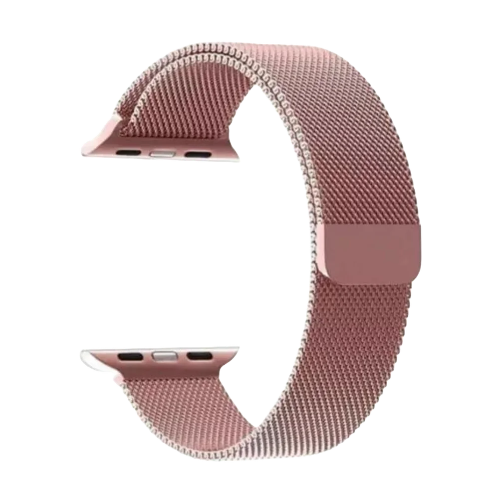 Imagem 1 de 4 do produto Pulseira Metal Milanese Compatível Smartwatch Apple Iwo Hw Fecho Magnético Cor:rose;tamanho:38/40/41mm