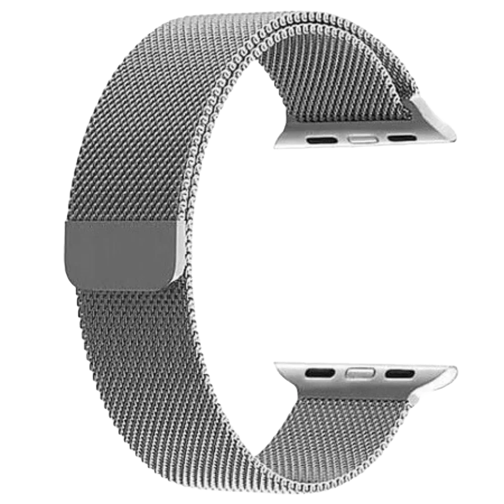 Imagem 1 de 4 do produto Pulseira Metal Milanese Compatível Smartwatch Apple Iwo Hw Fecho Magnético Cor:prata;tamanho:42/44/45/47/49mm