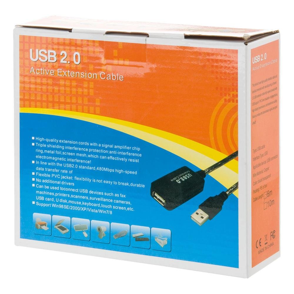 Imagem 2 de 2 do produto Cabo Extensor Usb 2.0 Macho/femea C/ Repetidor De Sinal 20m
