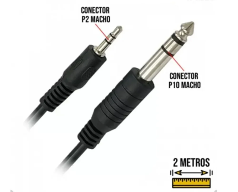 Imagem 4 de 5 do produto Cabo P10 + P2 - Stereo -  2m Emborrachado