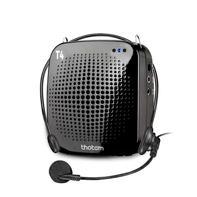 Amplificador Profissional Portátil de Voz THOTEM T4, 15W de potência e acompanhado de Microfone com fio – O Kit do Professor