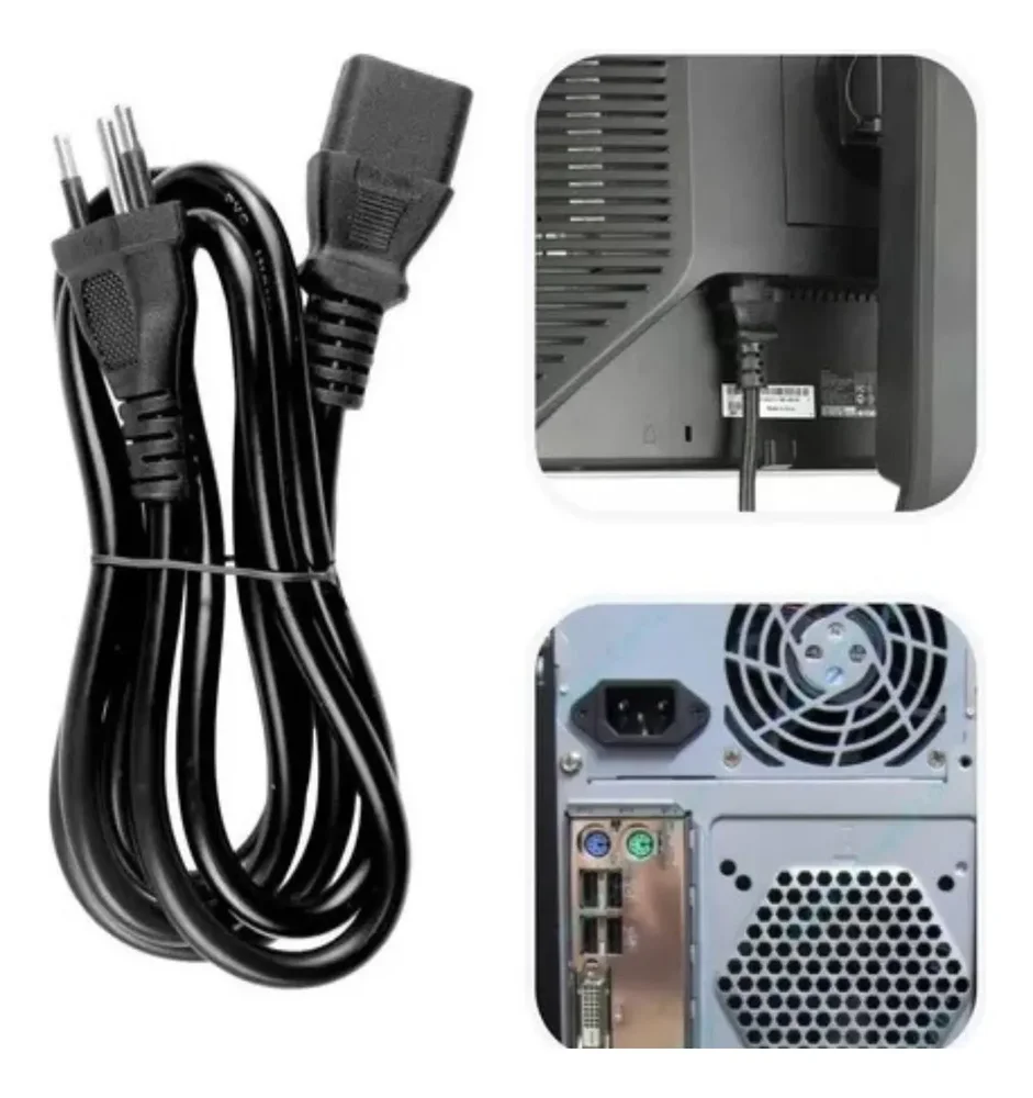 Imagem 2 de 5 do produto Cabo De Força Tripolar 10a 250v Com 3,00 Metros 110v/220v