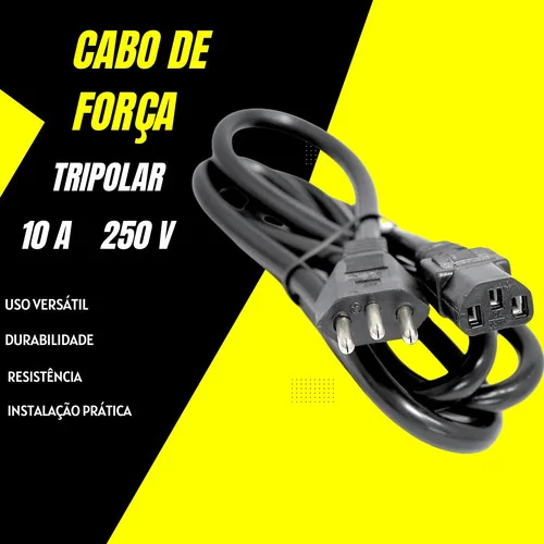 Imagem 4 de 5 do produto Cabo De Força Tripolar 10a 250v Com 3,00 Metros 110v/220v