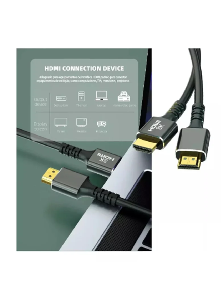Imagem 5 de 5 do produto Cabo HDMI 2.1 8k Gold 3 Mts Tebera