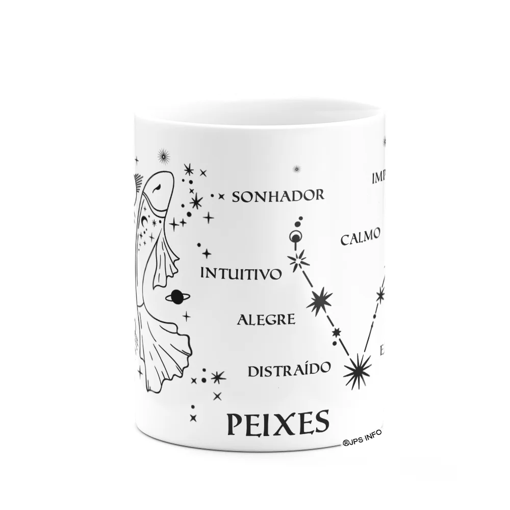Imagem 2 de 3 do produto Caneca Dos Signos - Signo De Peixes - 325ml Branca
