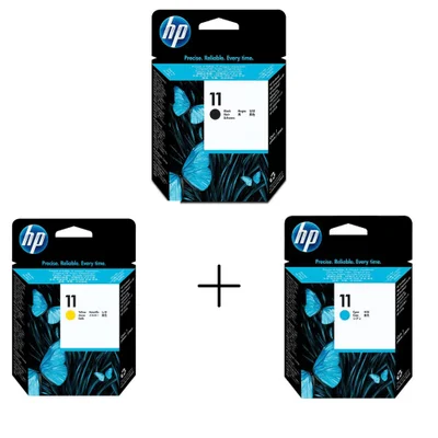 Cabeça De Impressão Hp 11 Kit 3 Cores Preto Ciano E Amarelo | C4810a C4811a C4813a