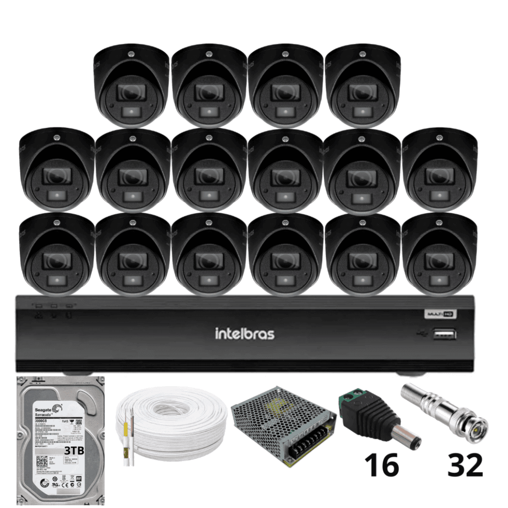 Kit 16 Câmeras Intelbras 3220d Mini Black Com Áudio Dvr Intelbras Imhdx 3132 Inteligência... 4