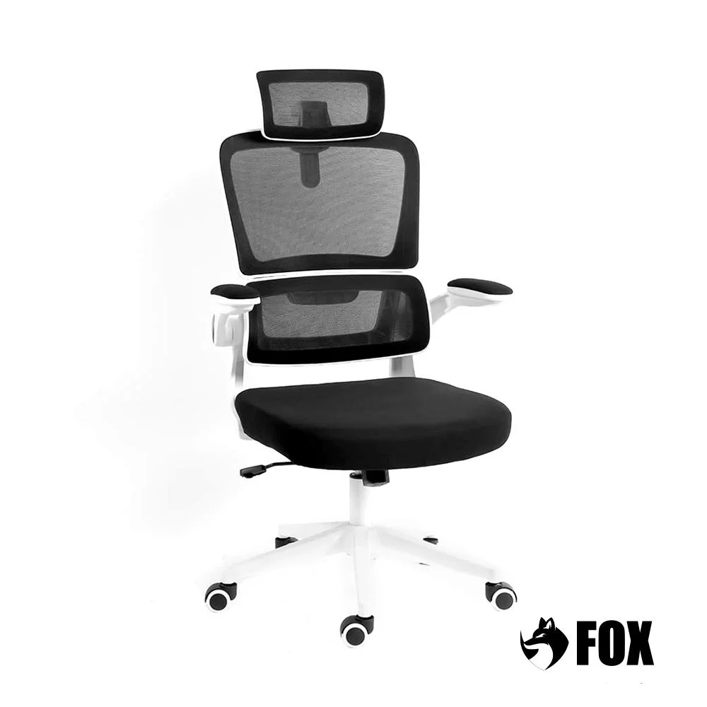 Imagem 2 de 5 do produto Cadeira Presidente Escritório Giratória Fox Office Preta E Branca - Z411