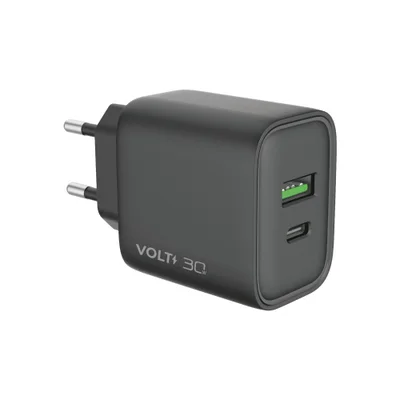 Carregador 30w Com 1 Usb E 1 Usb-c Volt Preto