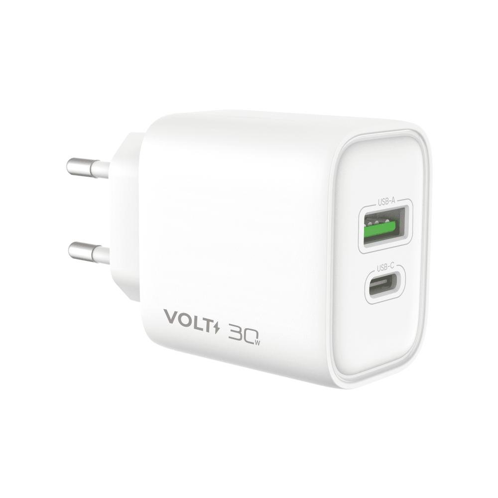 Carregador 30w Com 1 Usb E 1 Usb-c Volt Branco