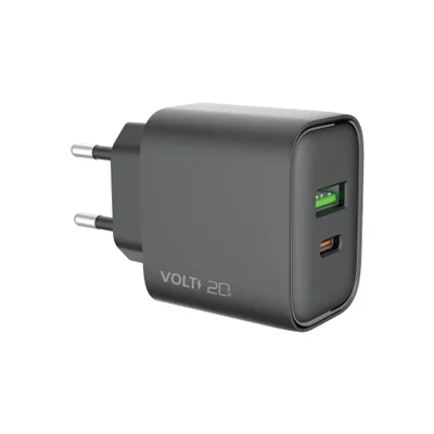 Carregador 20w Com 1 Usb E 1 Usb-c Volt Preto