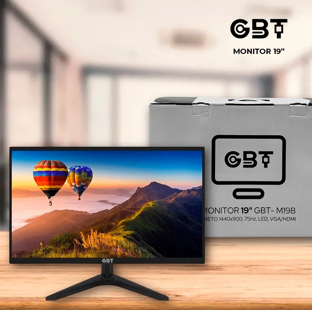 Monitor GBT 19" LED, Resolução 1440 X 900, 75Hz, HDMI E VGA - M19B Monitor GBT 19" LED, Resolução 1440 X 900, 75Hz, HDMI E VGA - M19B