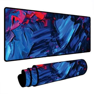 Novo Mouse Pad Gamer Deskpad Speed Extra Grande Borda Costurada Profissional 100x50  - Tinta Azul Vermelho