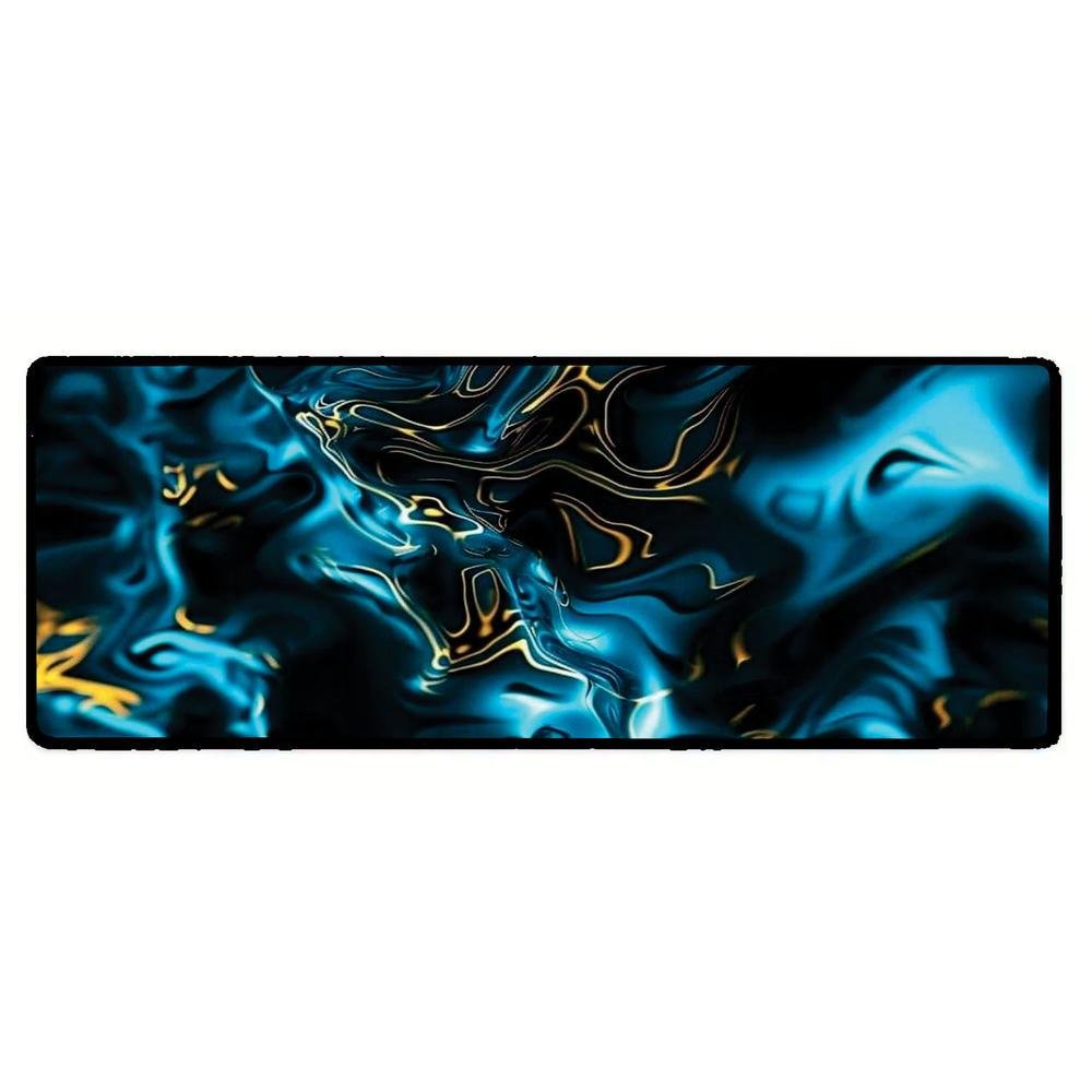 Novo Mouse Pad Gamer Deskpad Speed Extra Grande Borda Costurada Profissional 90x40  - Liquid Azul Amarelo
