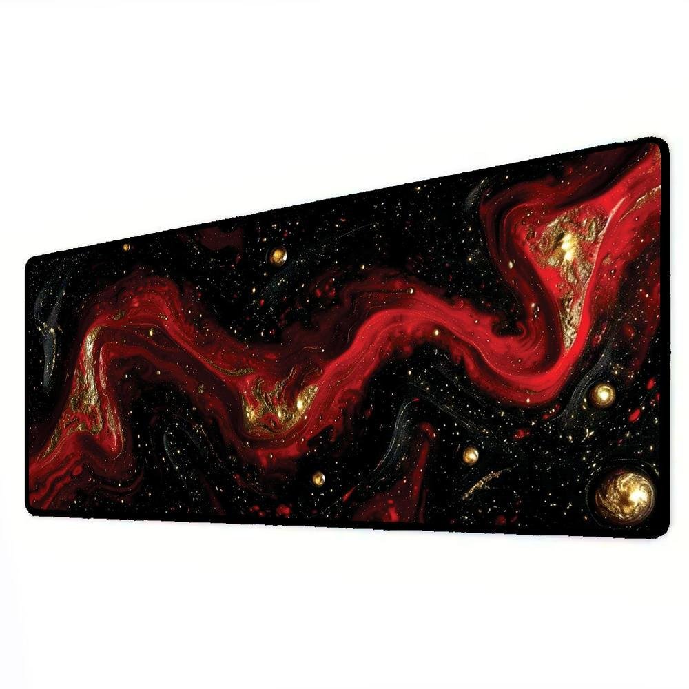 Novo Mouse Pad Gamer Deskpad Speed Extra Grande Borda Costurada Profissional 70x30  - Liquid Vermelho Glitter