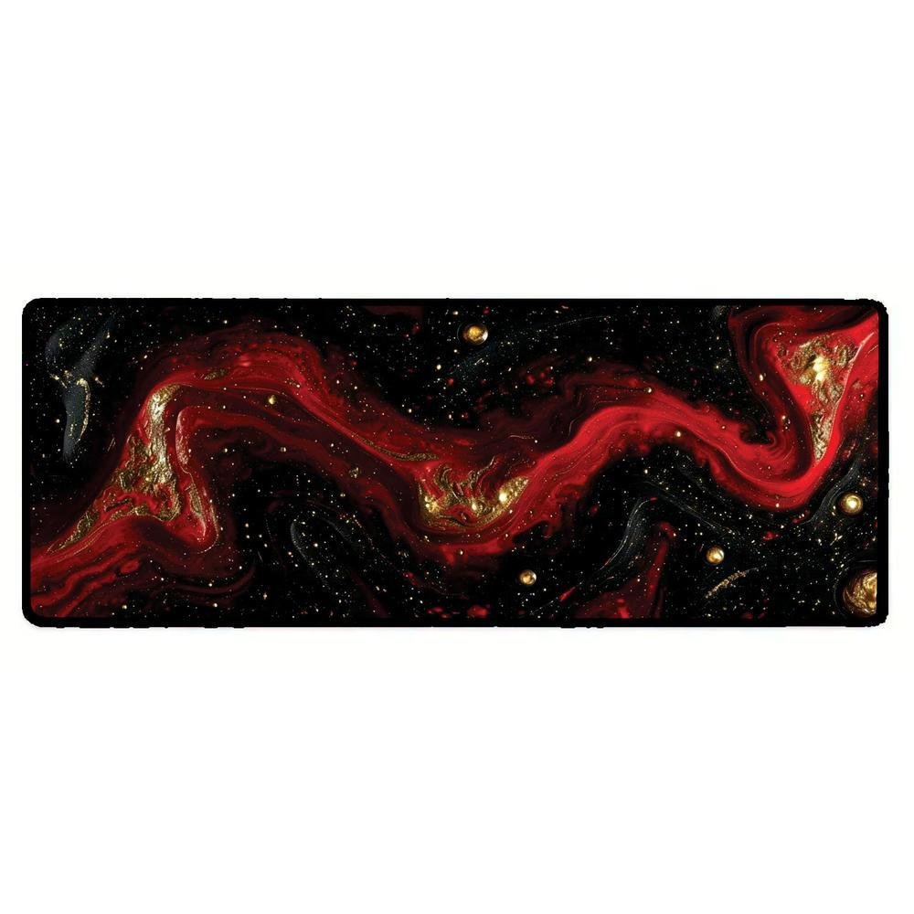 Novo Mouse Pad Gamer Deskpad Speed Extra Grande Borda Costurada Profissional 70x30  - Liquid Vermelho Glitter