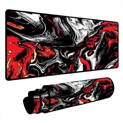 Novo Mouse Pad Gamer Deskpad Speed Extra Grande Borda Costurada Profissional 70x35  - Liquid Branco Vermelho