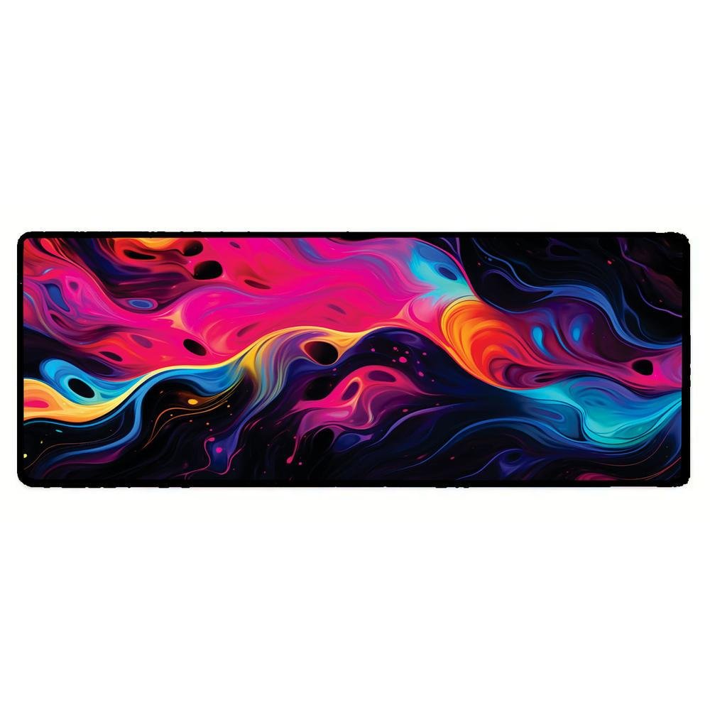 Novo Mouse Pad Gamer Deskpad Speed Extra Grande Borda Costurada Profissional 90x50  - Liquid Neon Rosa Azul